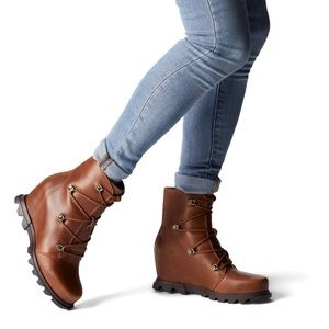 Sorel Women's Joan of Arctic Wedge III Lace Boot — Waterproof Suede Wedge Boots